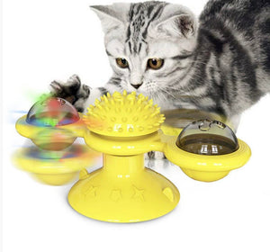 Interactive Windmill Cat Toy suction cup design