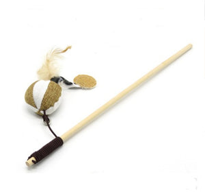 Funny Cat Stick Toy handmade wooden
