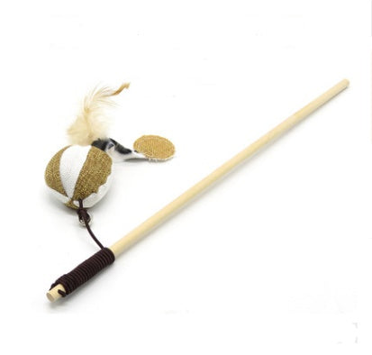 Funny Cat Stick Toy handmade wooden