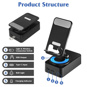 4-in-1 foldable wireless speaker power bank feature