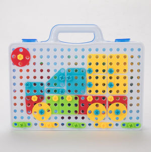 Kids Engaged in Hands-On Play with Educational Building Blocks