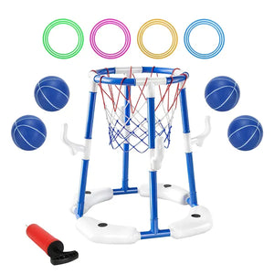Floating Pool Basketball Game Setup in Pool
