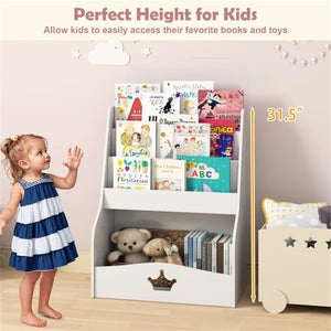 Kids 3-Tier Bookshelf – Anti-toppling and non-slip foot pads