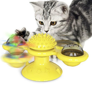 Interactive Windmill Cat Toy suction cup design