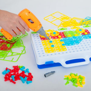 Kids Engaged in Hands-On Play with Educational Building Blocks