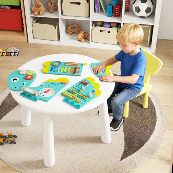 Toddlers Playing with Dinosaur Activity Wall