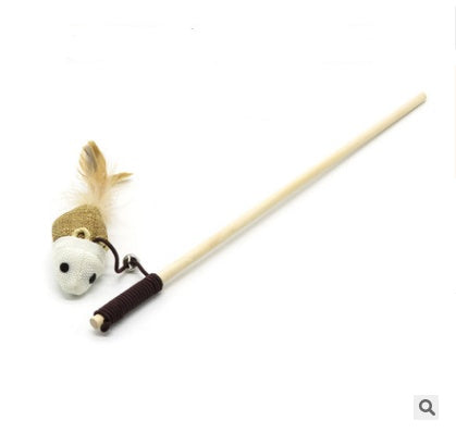 Funny Cat Stick Toy handmade wooden