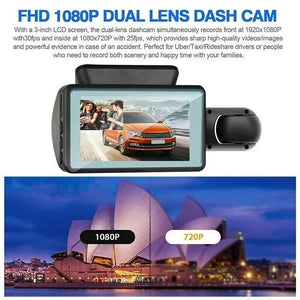 1080P Dual Lens Car DVR Installed on Vehicle