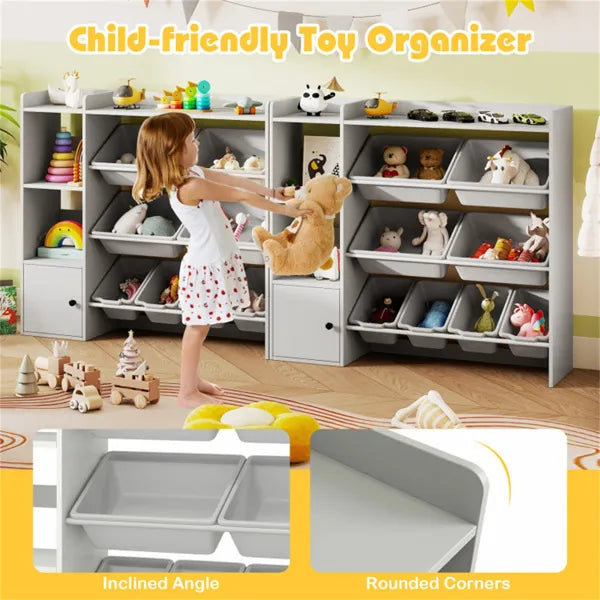 Kids Toy Organizer Grey with 8 Storage Boxes