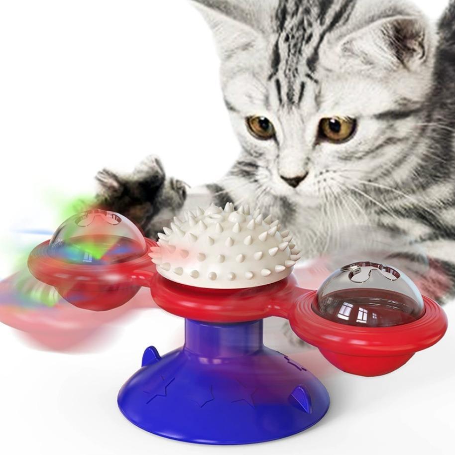Interactive Windmill Cat Toy suction cup design