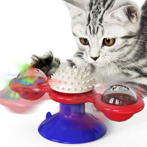 Interactive Windmill Cat Toy suction cup design
