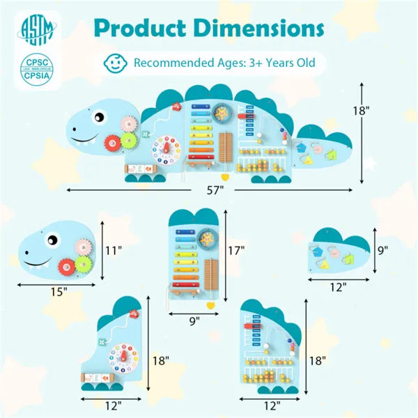 Dinosaur Activity Wall – Complete 11-in-1 sensory panels with colorful design