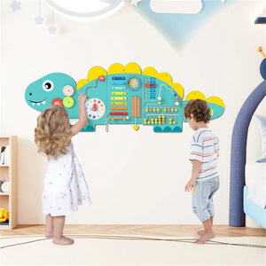 Dinosaur Activity Wall 11-in-1 Wooden Sensory Panels