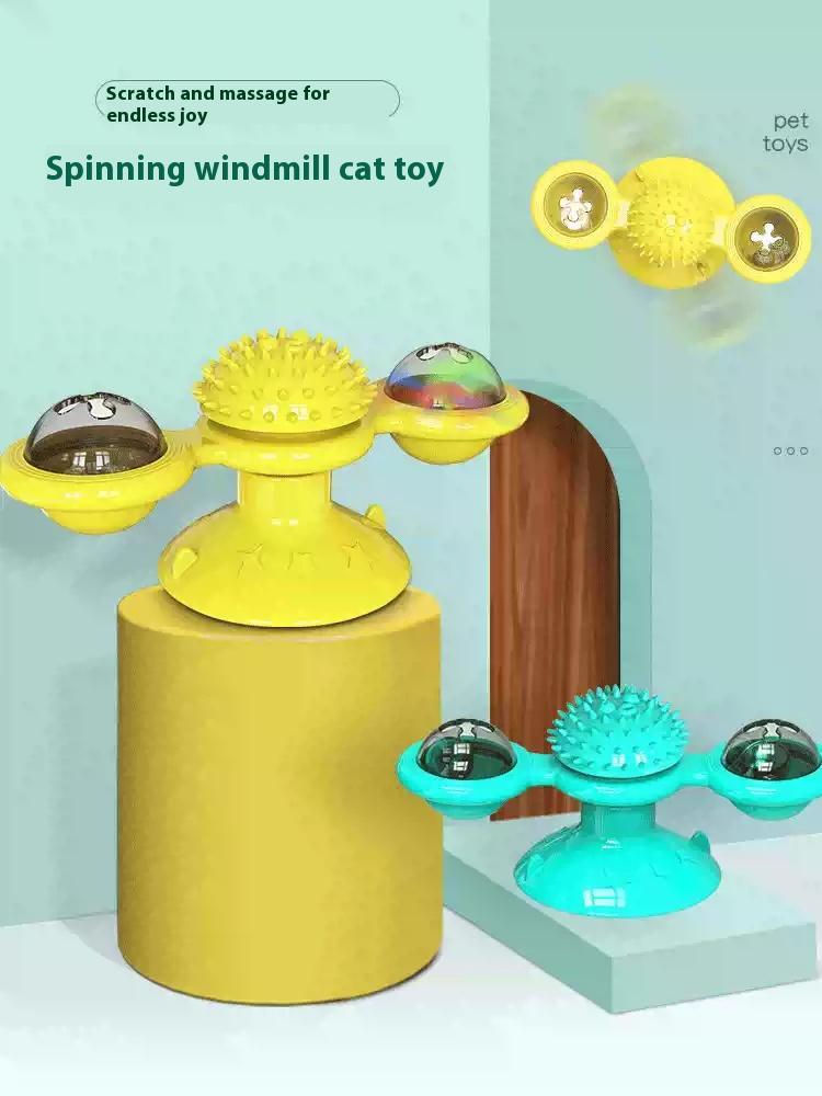 Interactive Windmill Cat Toy suction cup design