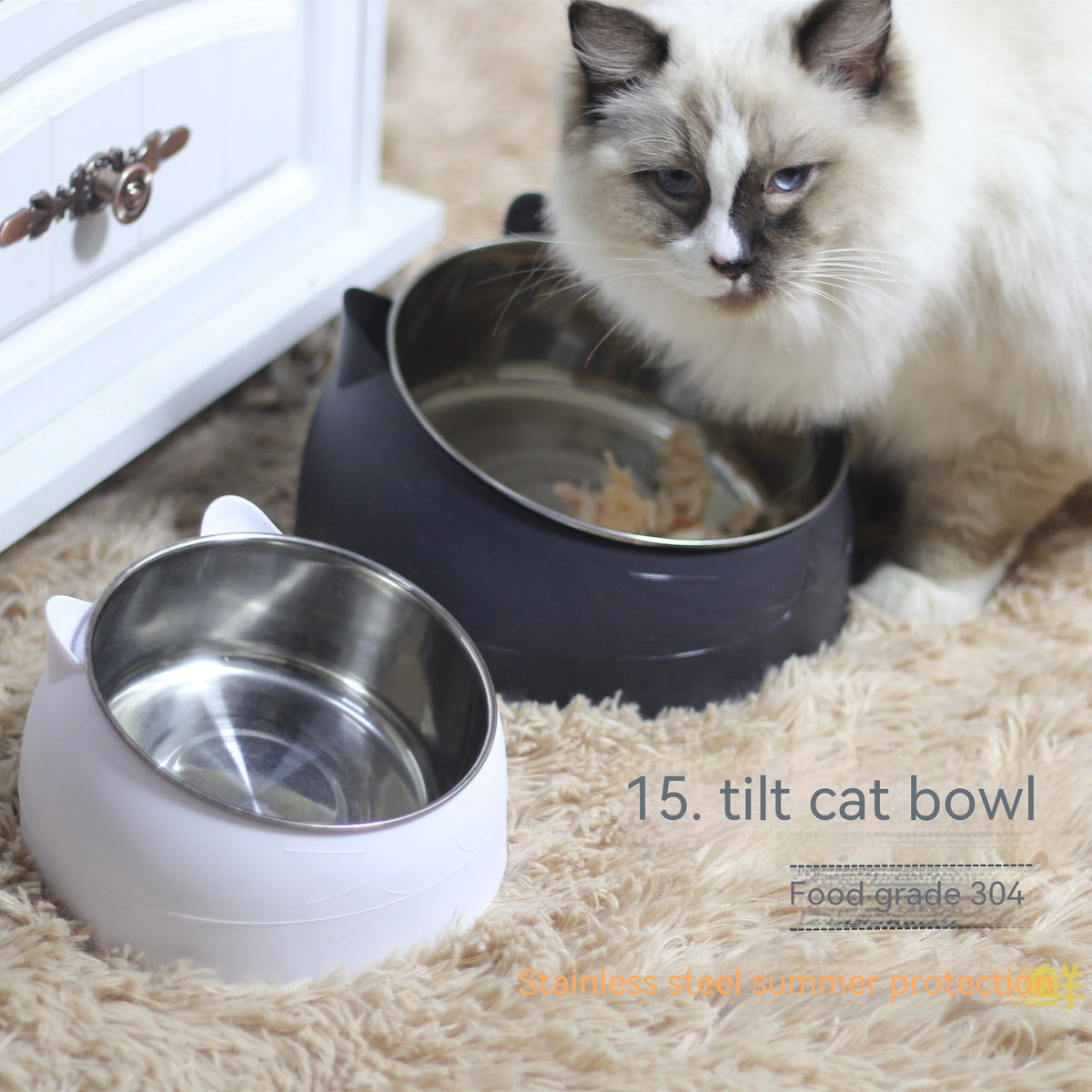 Stainless Steel Dog Bowl double oblique mouth