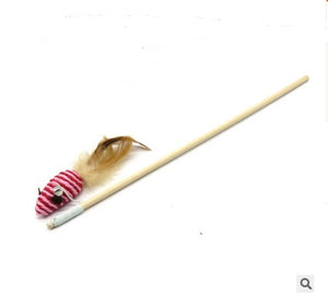 Funny Cat Stick Toy handmade wooden