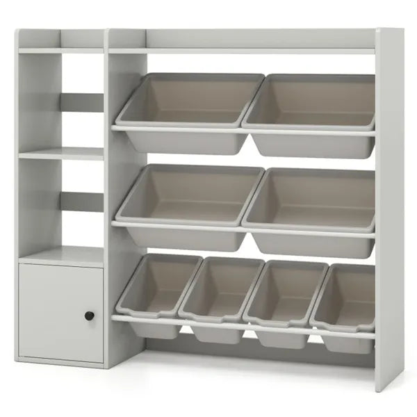 Grey Kids Toy Organizer with Removable Bins