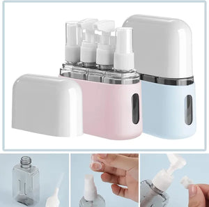 travel bottles, front view of 8-pack TSA approved travel containers