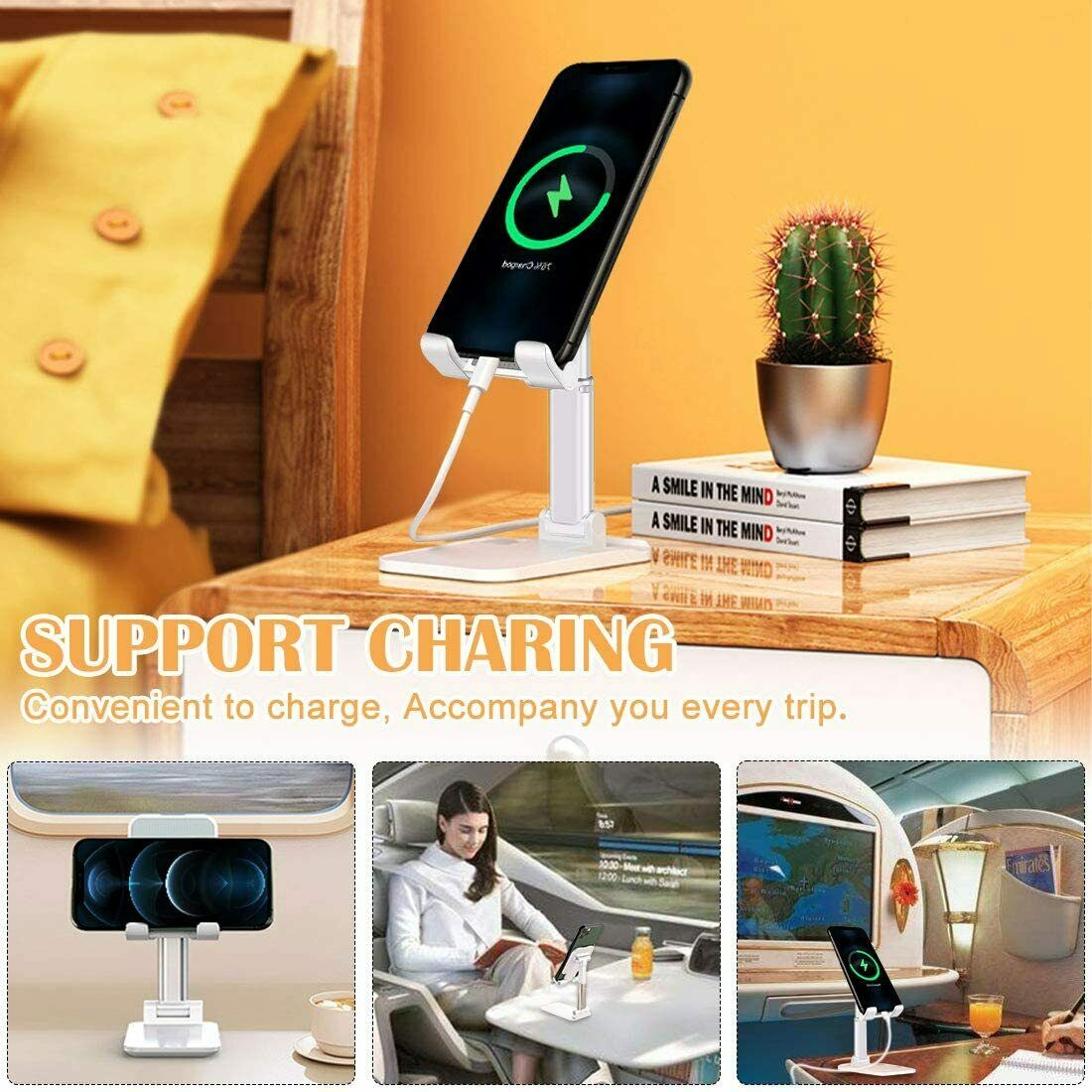 Cell phone stand desktop holder hands-free viewing