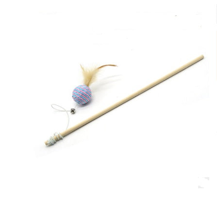 Funny Cat Stick Toy handmade wooden