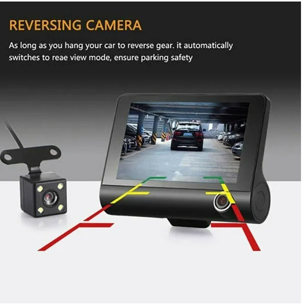 1080P dual lens car dash cam rearview mirror display