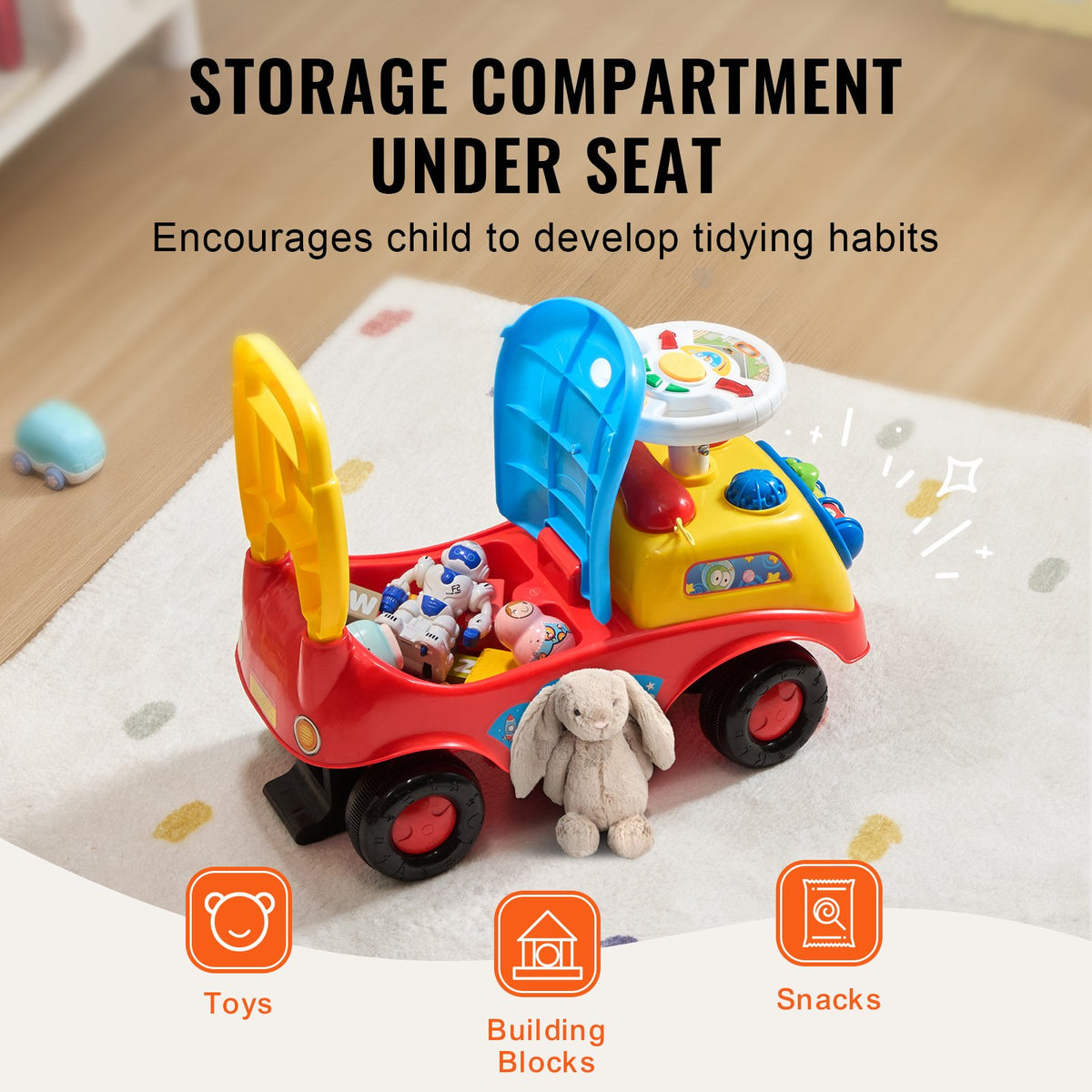 Ride On Push Car – Steering wheel with built-in cheerful music