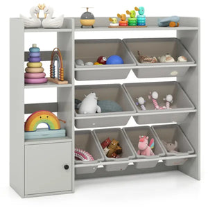Children Using Kids Toy Organizer in Playroom