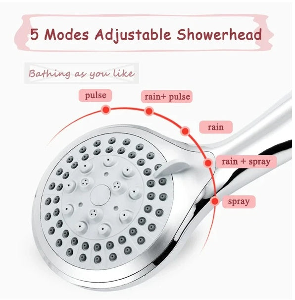 High Pressure Shower Head 5 spray settings