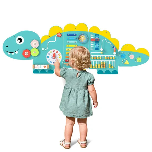 Dinosaur Activity Wall 11-in-1 Wooden Sensory Panels