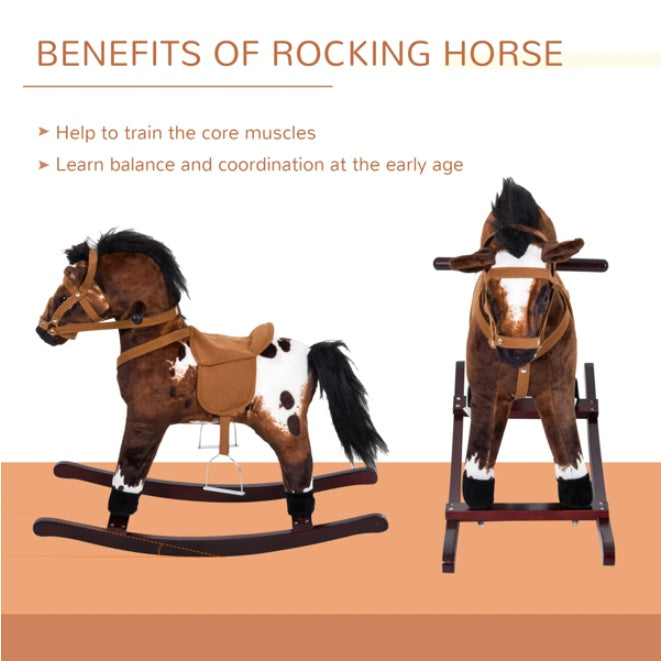 Kids Rocking Horse – Dark brown plush design for toddlers