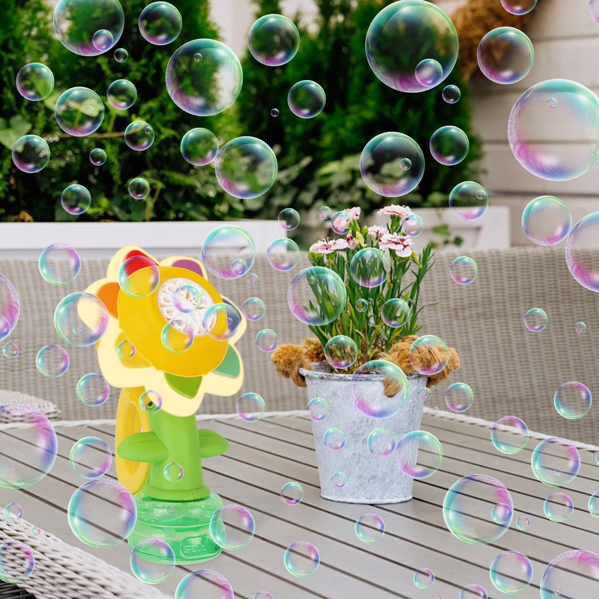 Bubble Machines for Kids – Side View with LED Lights On