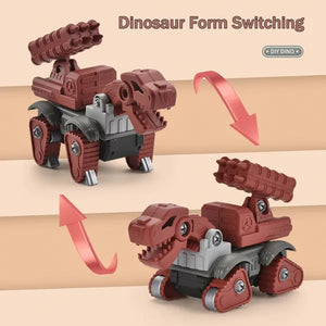 Dinosaur Toys – Children playing with assembled dinosaurs
