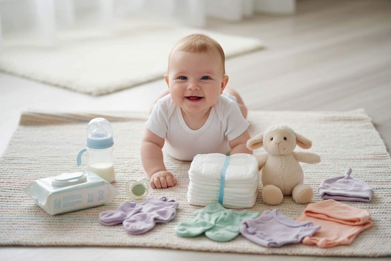 Baby with his essentials