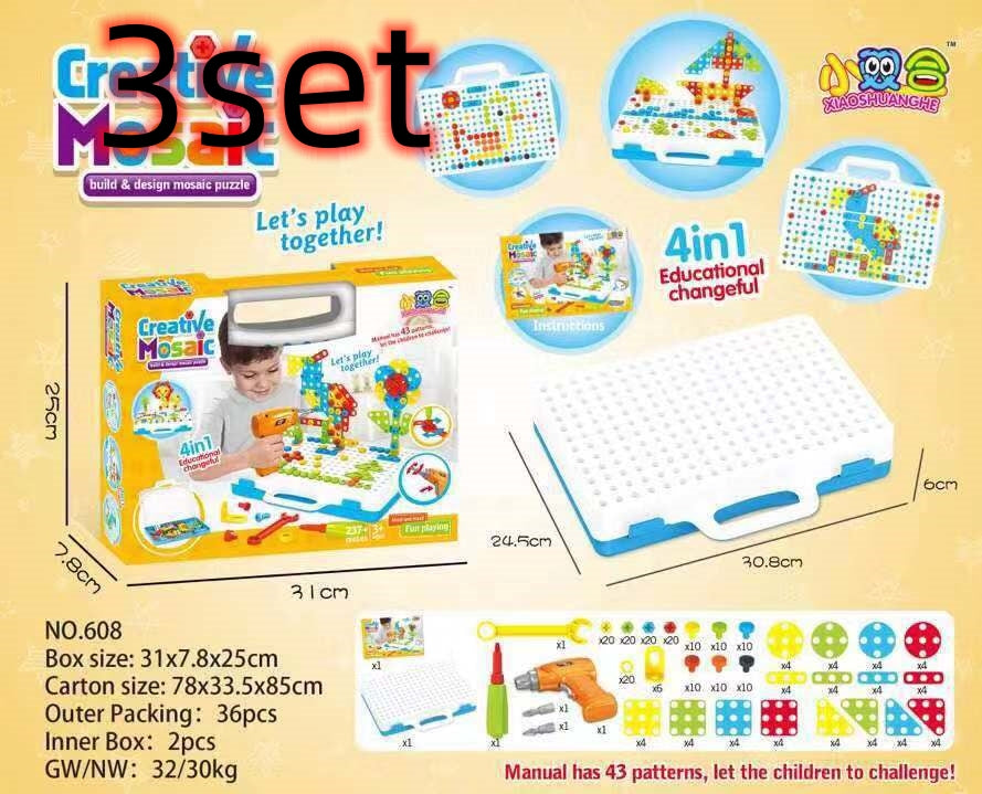 Educational Building Blocks Colorful Pieces in Box