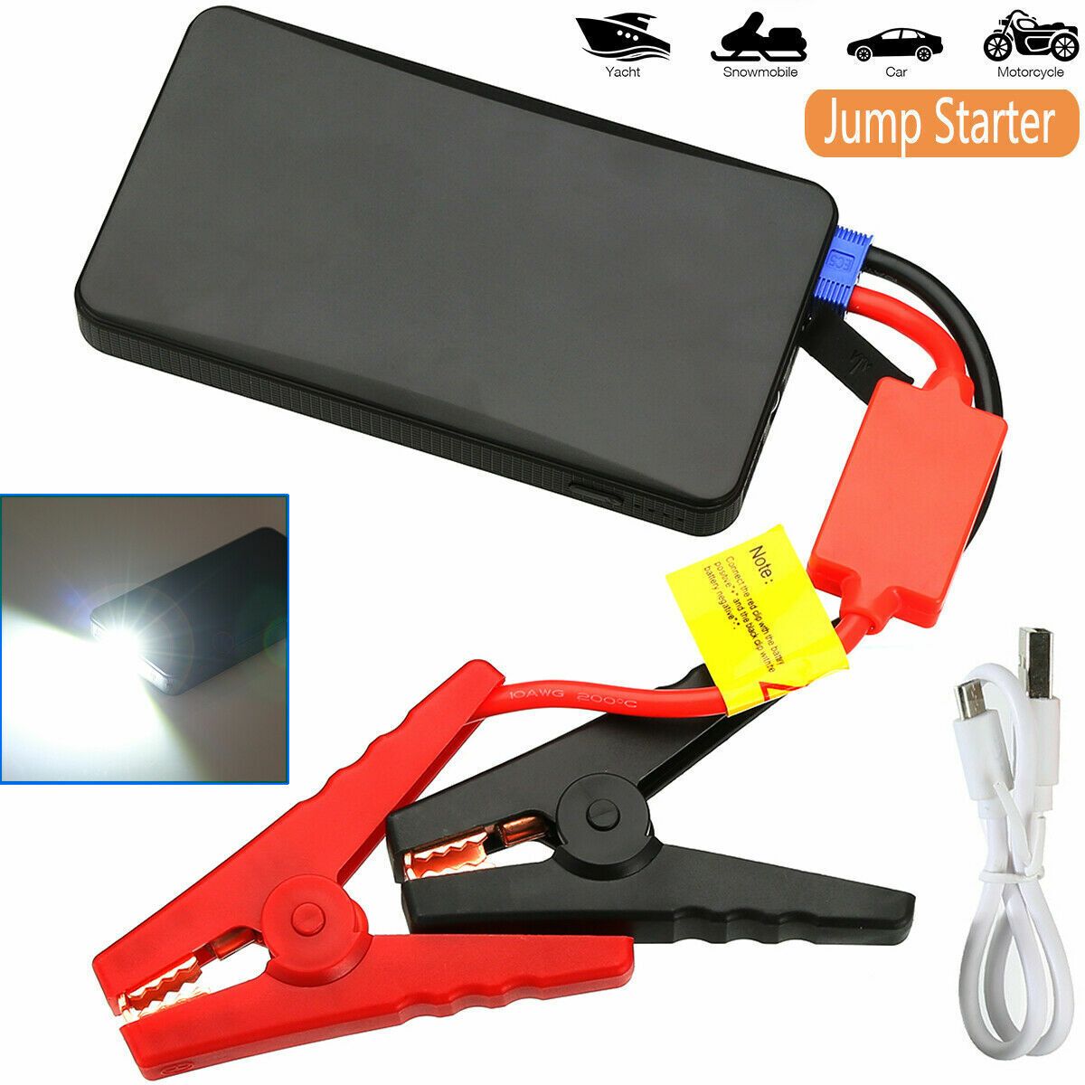 Portable Mini Slim Car Starter jumper cable connection demonstration
