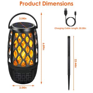 4-in-1 wireless outdoor speaker showing LED flame modes