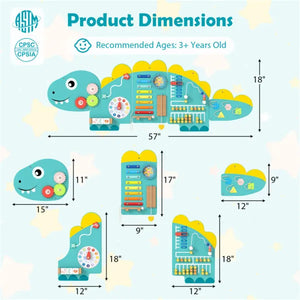 Dinosaur Activity Wall 11-in-1 Wooden Sensory Panels