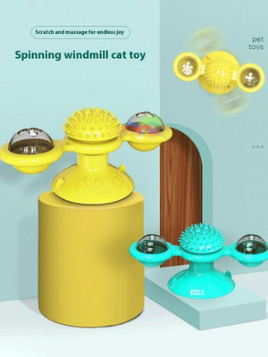 Interactive Windmill Cat Toy suction cup design
