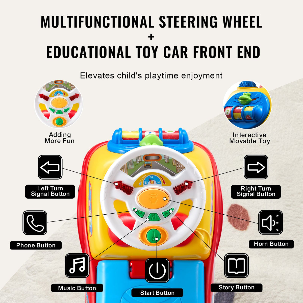 Ride On Push Car – Sturdy PP material with 48.5 lbs/22 kg load capacity