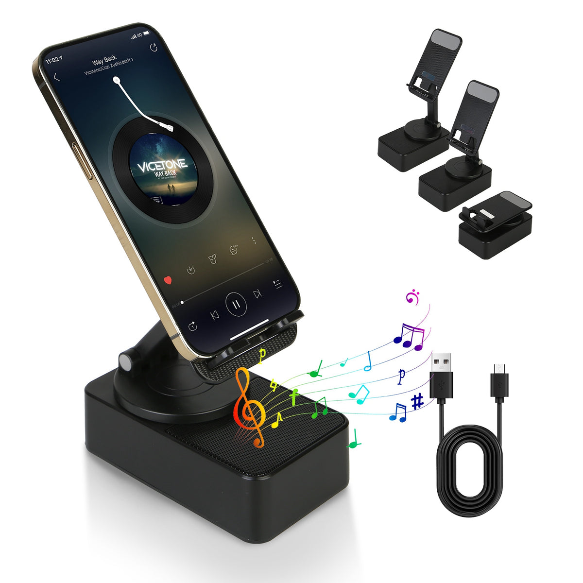4-in-1 foldable wireless speaker 360 degree rotation